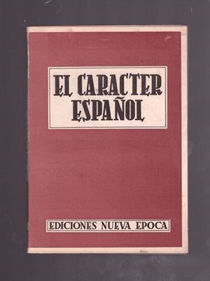 EL CARACTER ESPAÑOL. | 9999900163278 | Beinhauer, Werner. | Libros antiguos y de segunda mano con historia