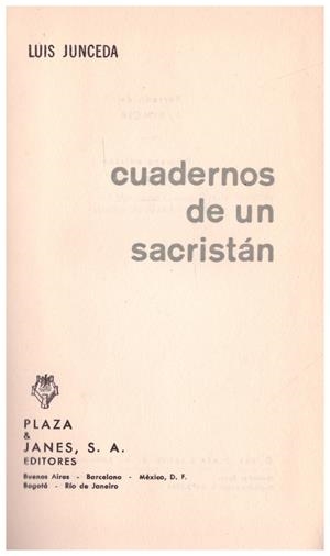 CUADERNOS DE UN SACRISTÁN | 9999900127584 | Junceda, Luis | Libros antiguos y de segunda mano con historia