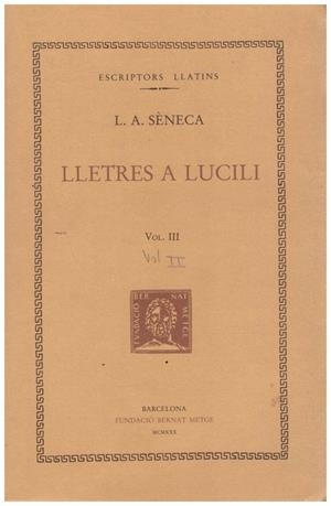 LLETRES A LUCILI (vol. II) | 9999900005059 | Sèneca, L A | Libros antiguos y de segunda mano con historia