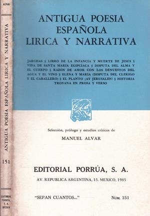 ANTIGUA POESÍA ESPAÑOLA LÍRICA Y NARRATIVA | 9999900122572 | Alvar, Manuel | Libros antiguos y de segunda mano con historia