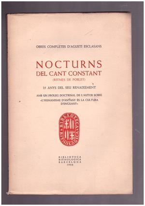 NOCTURNS DEL CANT CONSTANT. Ritmes de Poblet. | 9999900024029 | Esclasans, Agusti. | Libros antiguos y de segunda mano con historia