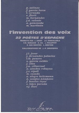 L'INVENTION DES VOIX. 22 POETES D'ESPAGNE | 9999900014105 | Libros antiguos y de segunda mano con historia