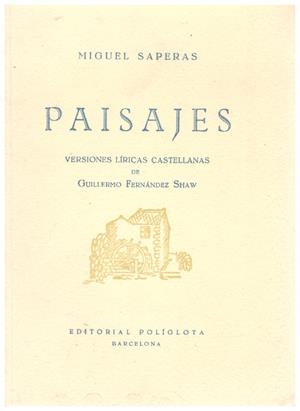 PAISAJES | 9999900145922 | Saperas, Miguel | Libros antiguos y de segunda mano con historia