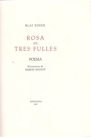 ROSA DE TRES FULLES | 9999900080506 | Einer, Blai | Libros antiguos y de segunda mano con historia