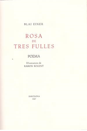 ROSA DE TRES FULLES | 9999900080506 | Einer, Blai | Llibres de Companyia - Libros de segunda mano Barcelona