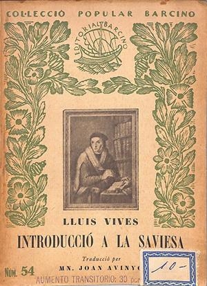 INTRODUCCIO A LA SAVIESA | 9999900061116 | Vives, Joan Lluís | Libros antiguos y de segunda mano con historia