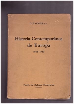 HISTORIA CONTEMPORANEA DE EUROPA 1878-1919 | 9999900170207 | GOOCH, G. P | Libros antiguos y de segunda mano con historia