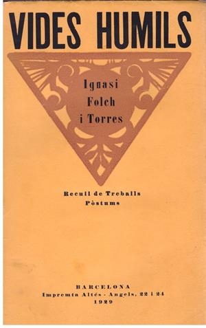 VIDES HUMILS | 9999900175189 | FOLCH I TORRES, IGNASI | Libros antiguos y de segunda mano con historia