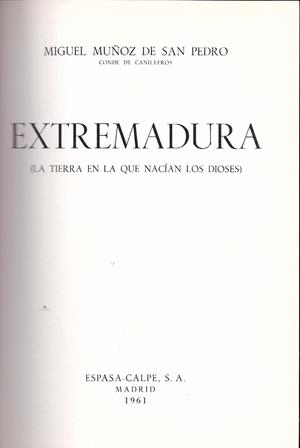 EXTREMADURA | 9999900178258 | MUÑOZ DE SAN PEDRO, MIGUEL | Libros antiguos y de segunda mano con historia