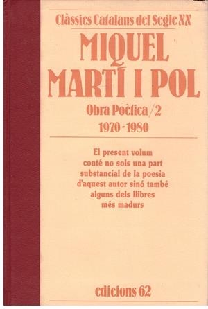 OBRA POETICA II 1970-1980 | 9999900180046 | MARTÍ I POL, MIQUEL | Libros antiguos y de segunda mano con historia