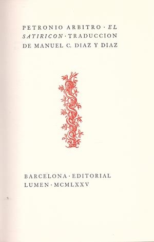 EL SATIRICON | 9999900180213 | PETRONIO ARBITRO, CAYO | Libros antiguos y de segunda mano con historia