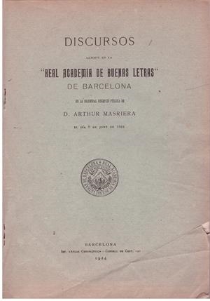 DISCURSOS | 9999900181746 | MASRIERA, ARTHUR | Libros antiguos y de segunda mano con historia