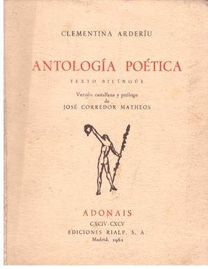 ANTOLOGIA POETICA | 9999900185485 | ARDERIU, CLEMENTINA | Libros antiguos y de segunda mano con historia