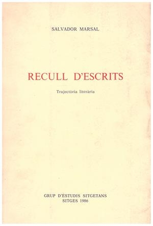 RECULL D'ESCRITS | 9999900188936 | MARSAL, SALVADOR | Libros antiguos y de segunda mano con historia