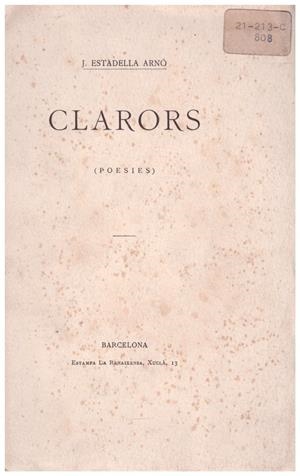 CLARORS | 9999900189599 | Estadella Arnó, J | Libros antiguos y de segunda mano con historia