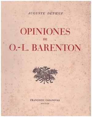 OPINIONES DE O.-L. BARENTON | 9999900194234 | Detoeuf, Auguste  | Libros antiguos y de segunda mano con historia
