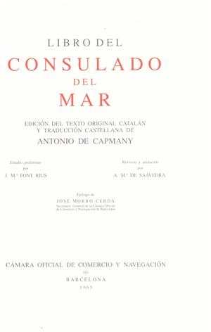 CONSULADO DEL MAR | 9999900198539 | Capmany, Antonio De | Libros antiguos y de segunda mano con historia