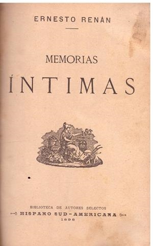 MEMORIAS INTIMAS | 9999900208276 | Renan, Ernesto | Libros antiguos y de segunda mano con historia