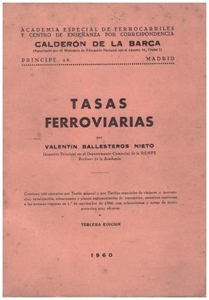 TASAS FERROVIARIAS | 9999900212440 | Ballesteros Nieto, Valentín | Libros antiguos y de segunda mano con historia