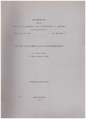 MEMORIAS DE LA REAL ACADEMIA DE CIENCIAS Y ARTES DE BARCELONA  VOL XLII | 9999900212495 | Brugalla, Turmo Emilio | Libros antiguos y de segunda mano con historia