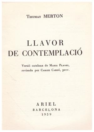 LLAVOR DE CONTEMPLACIO | 9999900223293 | Merton, Thomas | Libros antiguos y de segunda mano con historia