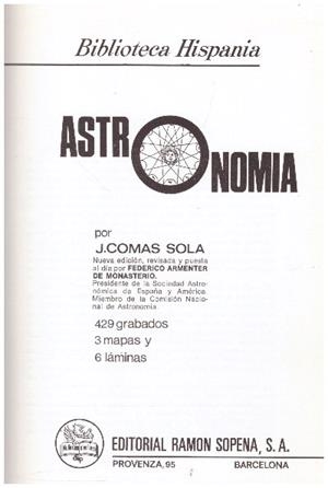 ASTRONOMIA | 9999900225006 | Sola, Comas J | Libros antiguos y de segunda mano con historia