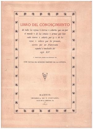 LIBRO DEL CONOSÇIMIENTO | 9999900225020 | Espada, Jimenez Marcos de la | Libros antiguos y de segunda mano con historia
