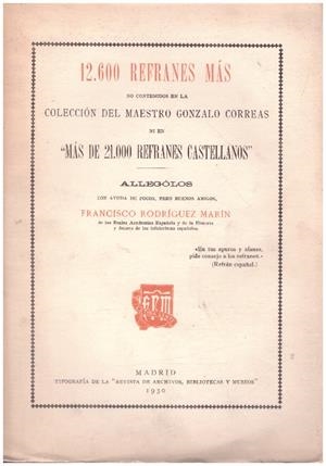12.600 refranes más | 9999900225112 | Marin Rodriguez, Francisco | Libros antiguos y de segunda mano con historia