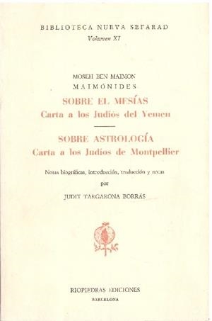 SOBRE EL MESÍAS | 9999900226003 | Maimonides. (Moseh. Ben Maimon) | Libros antiguos y de segunda mano con historia