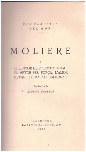 OBRES DE MOLIERE VOL V | 9999900234114 | Libros antiguos y de segunda mano con historia