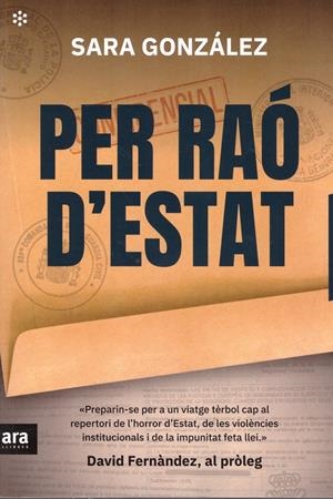 PER RAÓ D'ESTAT | 9999900234411 | González, Sara | Libros antiguos y de segunda mano con historia