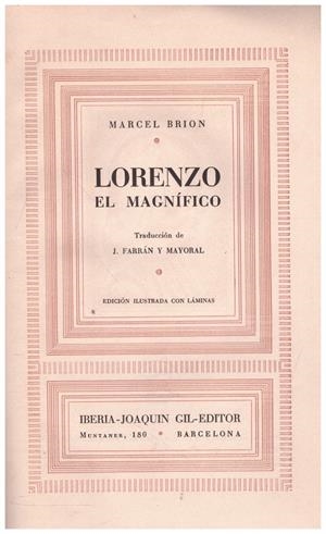 LORENZO EL MAGNÍFICO | 9999900234978 | Brion, Marcel | Libros antiguos y de segunda mano con historia