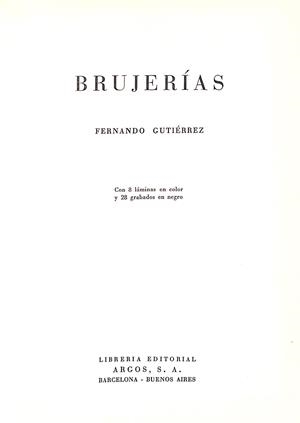 BRUJERIAS | 9999900236194 | Gutierrez, Fernando | Libros antiguos y de segunda mano con historia